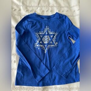 Cat & Jack Blue star of David Long Sleeve Tee